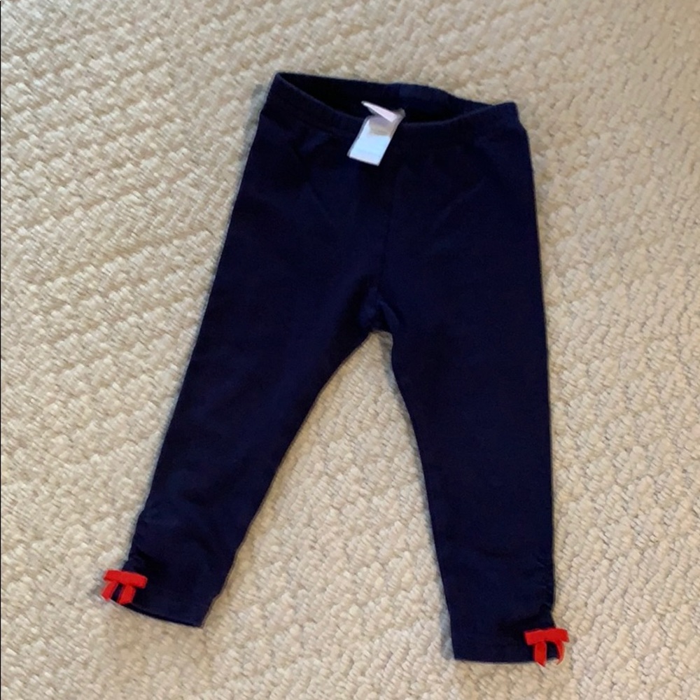 Navy leggings with red bow